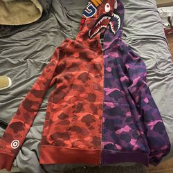 Bape Purple/Red Camo Zip Up Size l
