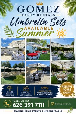 Chairs , tables , umbrellas