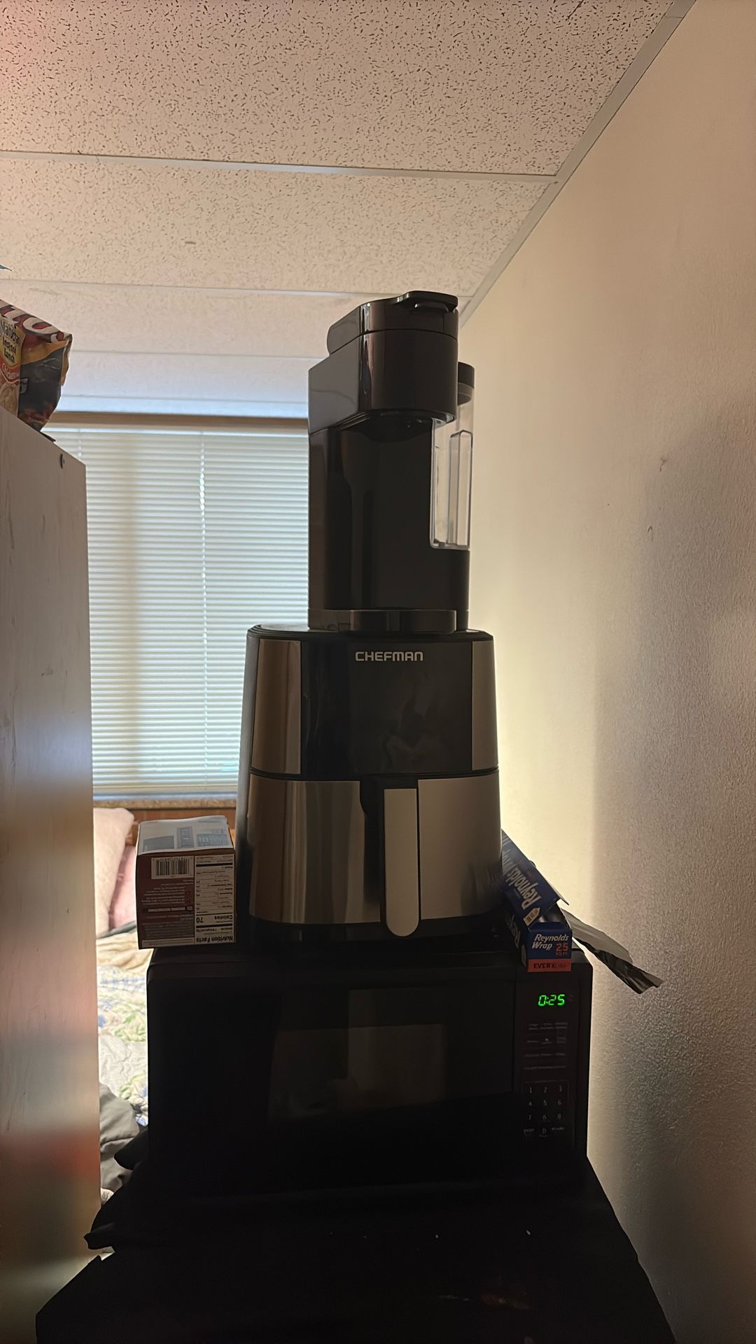 Fridge with freezer microwave, air fryer, coffe maker