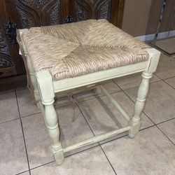 Ballard Dorchester Short Stool with Hand-Woven Rush Seat