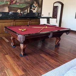 Pool Table With Red Felt 