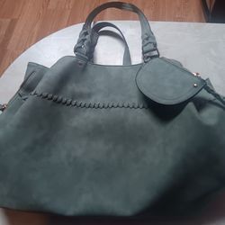 Light green faux suede large purse new