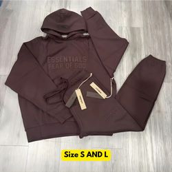 Fear of God Essentials Set – Plum Burgundy | Hoodie & Joggers | Sizes S/M/L | Brand New