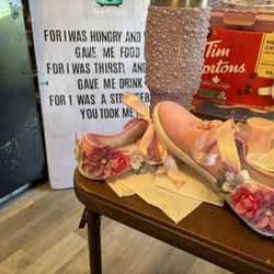 Bedazzled Flower Tennis Shoes