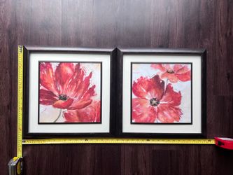 Set of 2 Framed Red Poppy Floral Art Prints