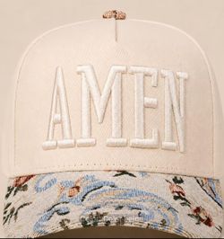 Gorra AMEN Embroidered Baseball Cap Beige Floral Brim