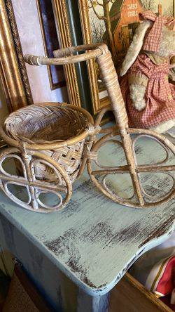 Bambo Rattan Bicycle Flower Pot 
