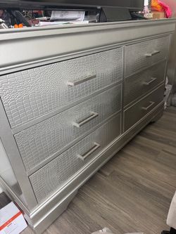 Silver dresser with croc print