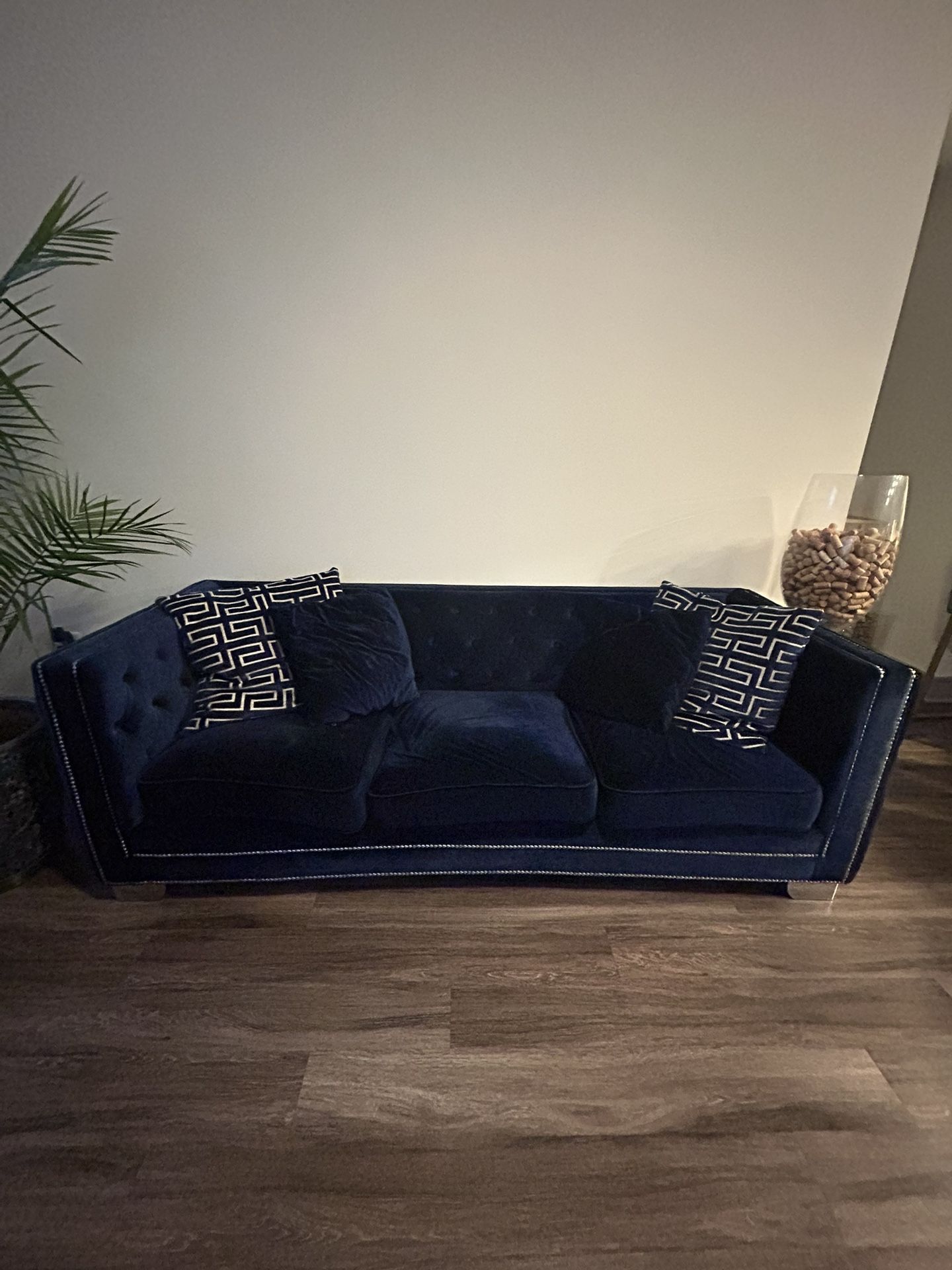 Navy Blue Velvet Sofa