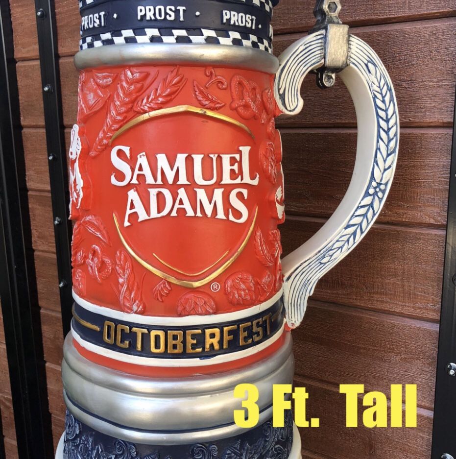 Bar Advertising & Promotional Store Display — Samuel Adams Beer Stein — Great Color — 3 Ft.