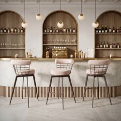 Saku Beige & Brown Swivel Barstool