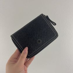 COACH Vintage Y2K Black Leather Monogram Embossed Mini Notepad Holder Wallet