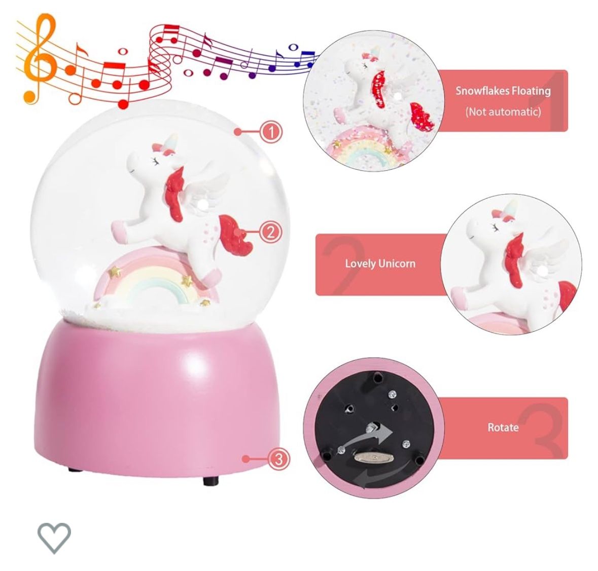 Unicorn Musical Snow Globe