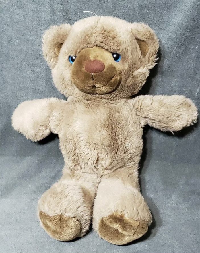 brown Teddy Bear Plush 17” Stuffed Animal Toy Blue Eyes