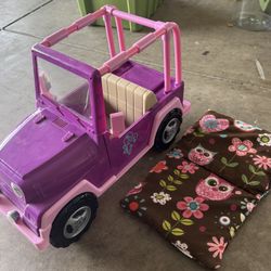 American Girl/Our generation Doll Jeep And Sleeping Bag