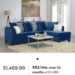 Blue velvet sectional