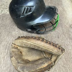 Catchers Mitt And Helmet