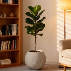 17.1" Dia x 15.35''H Magnesium Oxide Round Planters for Indoor and Outdoor Plants, Plant Pot with Drainage Holes for Home Garden Patio