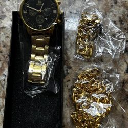 Men’s Watch, Bracelet, and Necklace