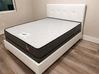 NEW BED FRAME QUEEN SIZE WITH MATTRESS AND BOX SPRING