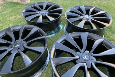20" Factory OEM Tesla Model 3 Performance Stilleto Sport Wheels Rims Matte Satin Black