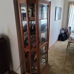 Curio Cabinet Solid Oak Wood