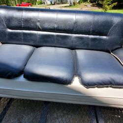 Black And White Leather Love Seat And Sofa