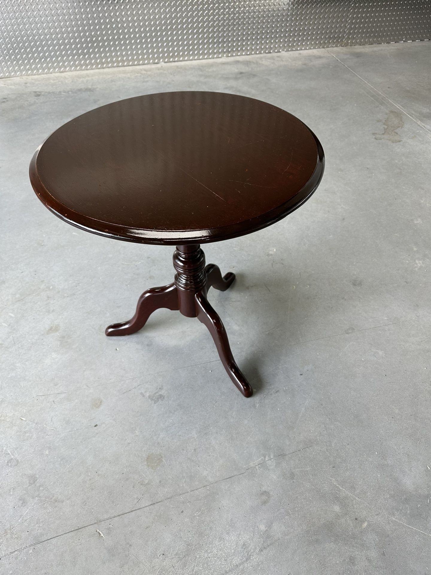 Antique Round Solid Wooden Side Table 