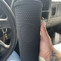 NEW MATTE BLK STUDDED STARBUCKS CUP