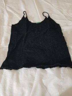 Benetton Black Tank Top With Spaghetti Straps