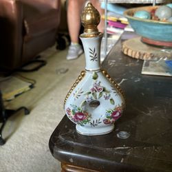 1950s  Hand Painted Vase With Stopper 