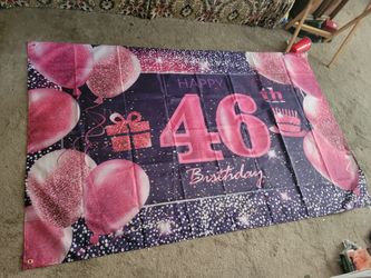 Nylon Happy 46th Birthday Banner 44 Inches Tall X 71 Inches Long