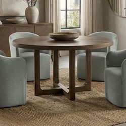 7PCS TABLE SET ROUND DINING TABLE   AND 4 ARM CHAIRS (F39018) $1299 DELIVER AVAILABLE