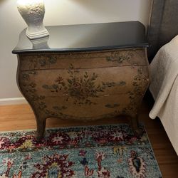 Distressed 3 Drawer Console Table With Marble Top