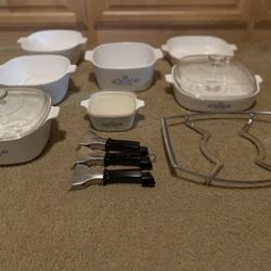 Vintage’60s Corningware Blue Cornflower Casserole Dishes and Accessories 