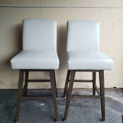 *** Cream Colored Leather Swivel Bar Stools ***