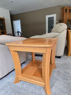 Oak end table and behind-the-couch table