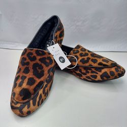 Leopard Unsulatef Fur, Leopard Animal Print Loafers Size 9.5.