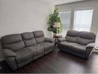 Faux Suede Couch and Electric Love Seat