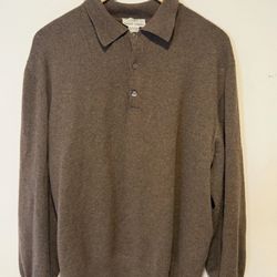 Malo For Bergdorf Goodman Pure Cashmere Polo Sweater Size 56 (XL/L ) Made Italy