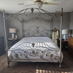 Cal King Metal Princess Canopy Bed Frame
