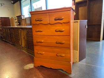 Maple Wood Four Drawer Tallboy Dresser