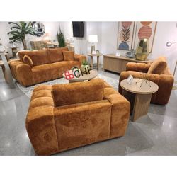 Chenille Fabric 3 Piece Living Room Sofa Set (Sofa + Loveseat + Chair ) // Limited Time Offer 