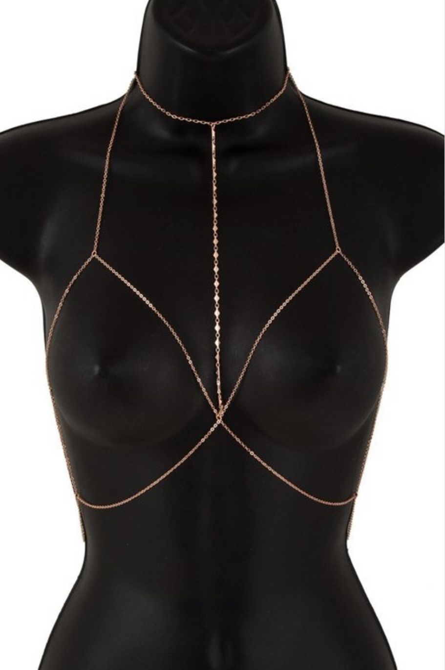 chain body jewelry/ choker detail bra