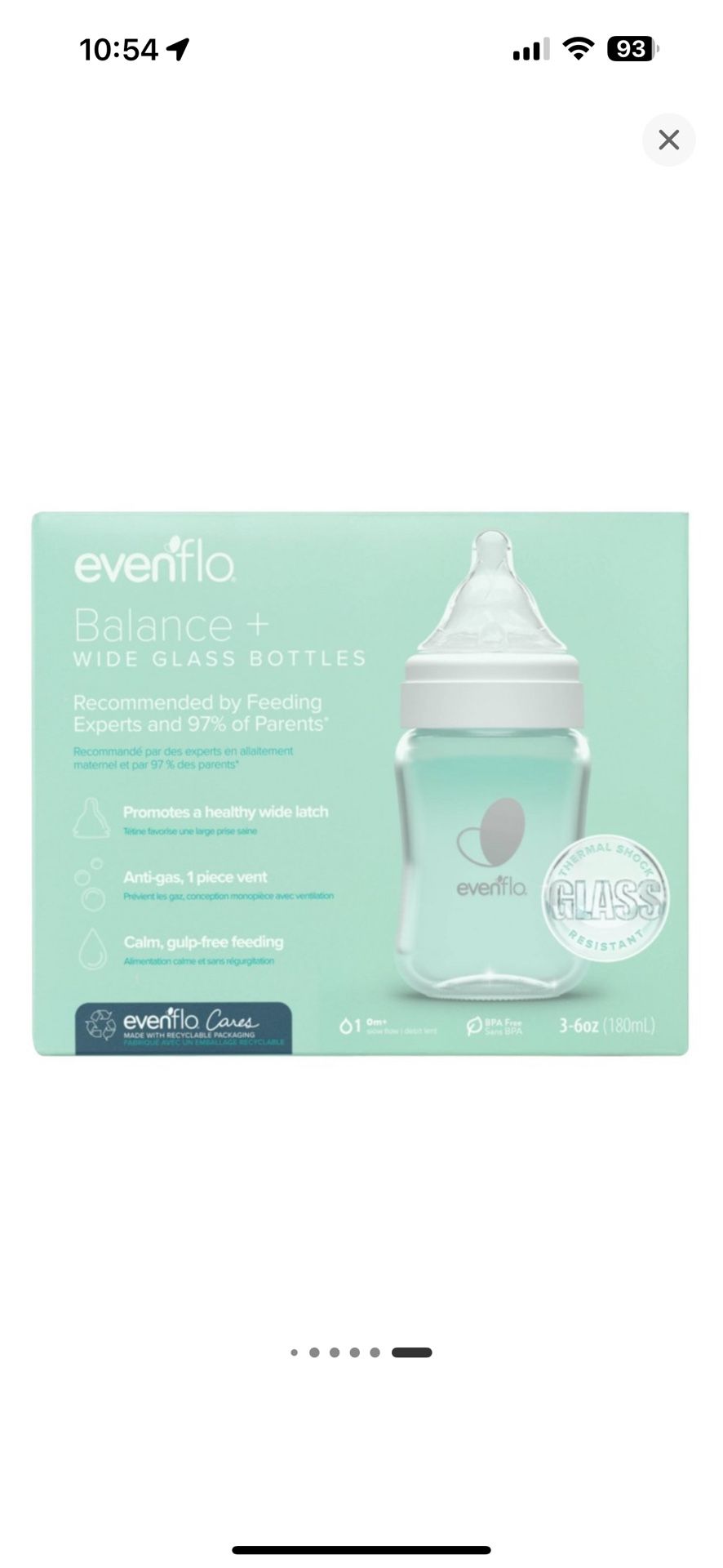 🌟 BRAND-NEW in Box – Evenflo 6 oz Glass Baby Bottles (Set of 3) 🌟