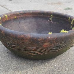 Nice Heavy Vintage Terra Cotta Flower Bowl 