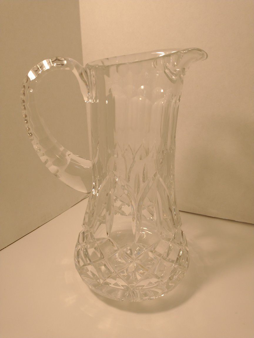 Tall Heavy Lead Crystal Pitcher Flower Vase