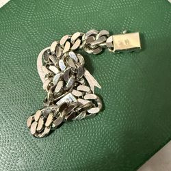 18k White Gold Cuban Bracelet 
