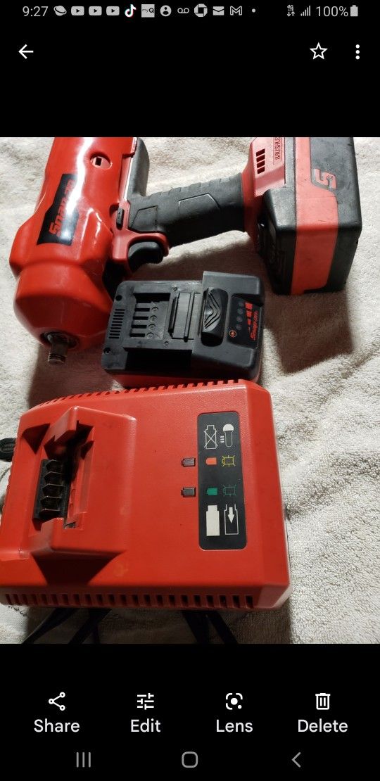 Snap On Power Gun 1/2 Inch Impact Electric Corlles CT9075