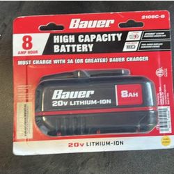 Bauer battery 20v 8 amp hour